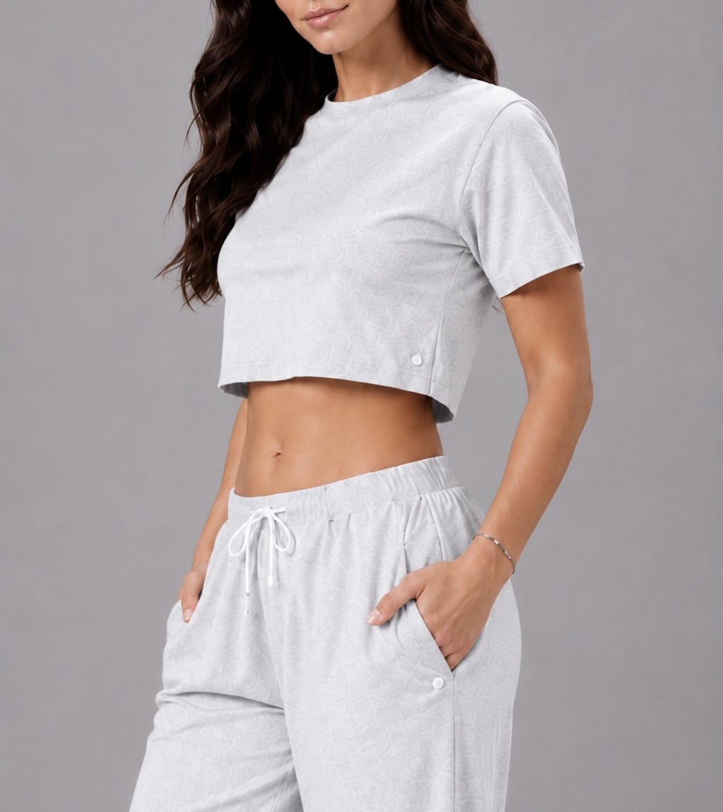 Off Duty Grey Cropped Top