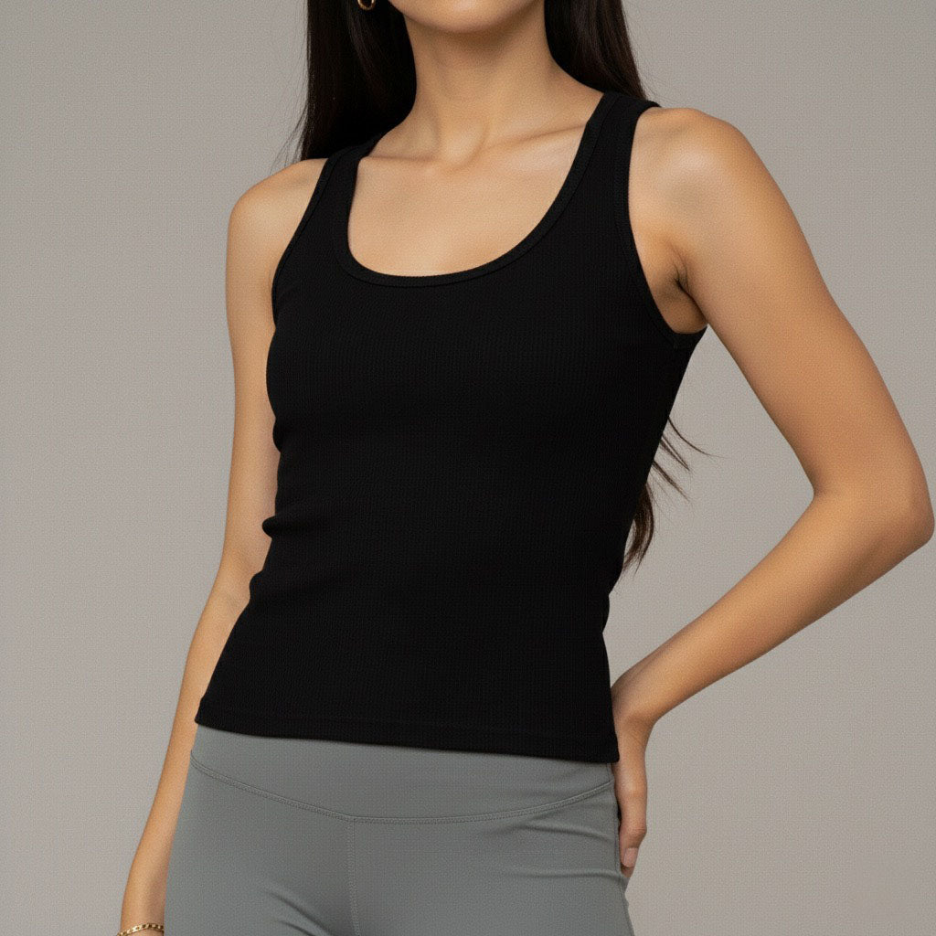 Black Ribbed Tank