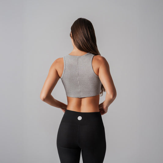 Cropped Grey Ribbed Tank
