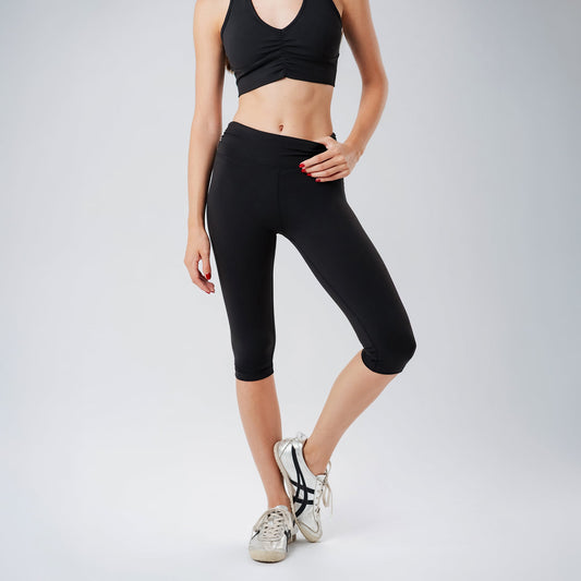 Ripple Black Capris Leggings