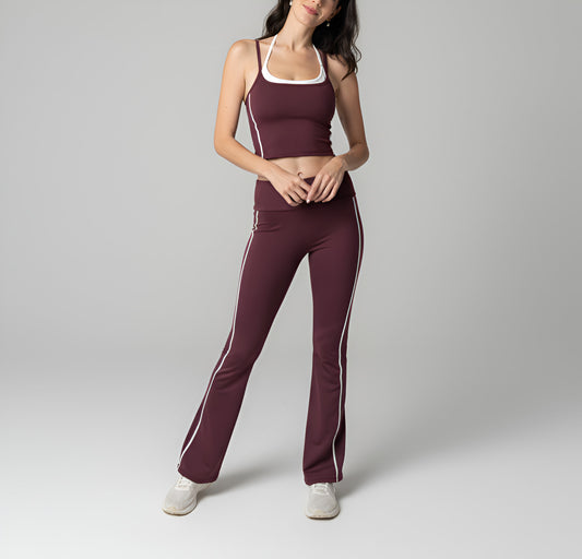Burgundy Striped Cropped Top