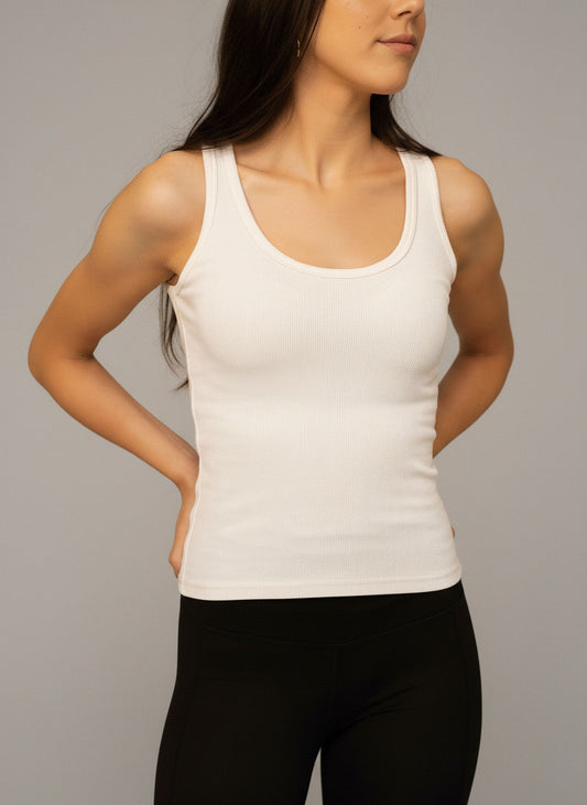 White Ribbed Tank