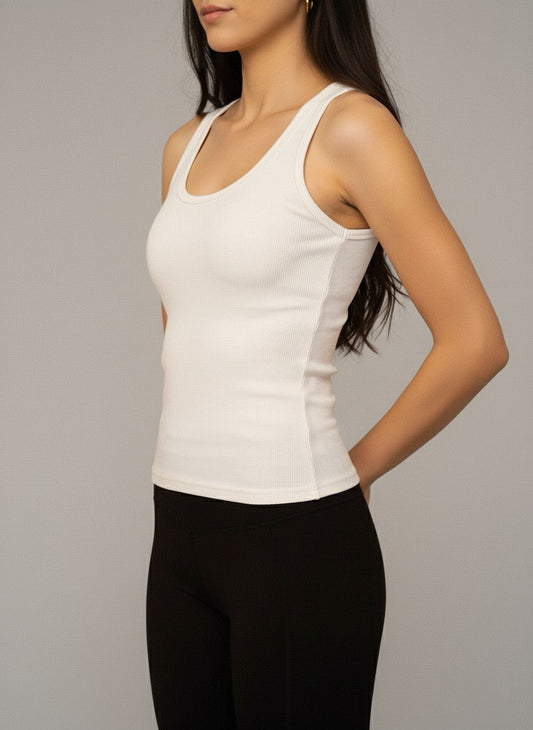 White Ribbed Tank