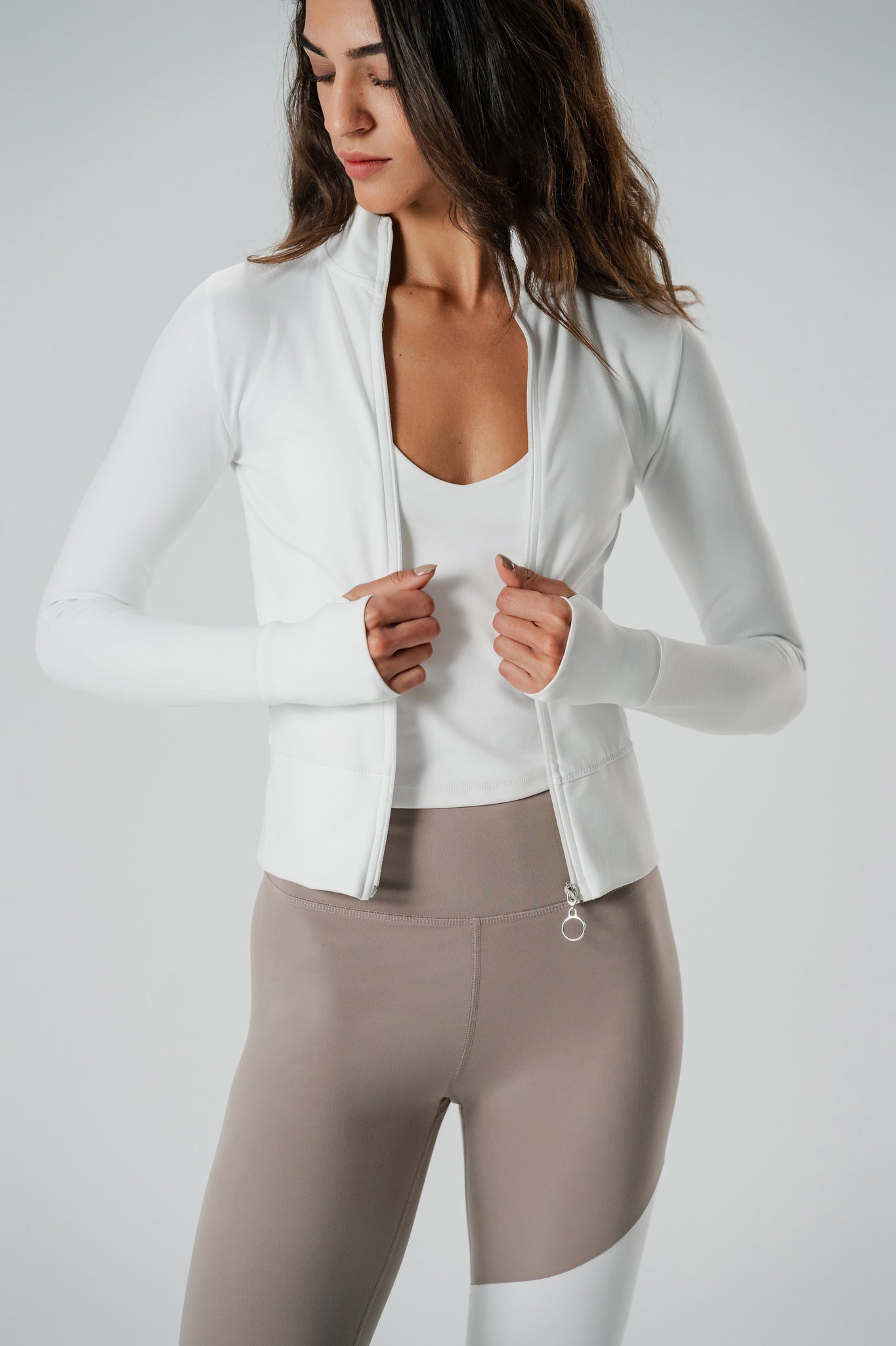 White Zip-Up Sports Jacket