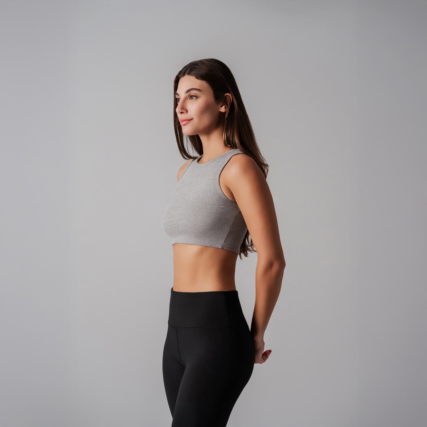 Cropped Grey Ribbed Tank