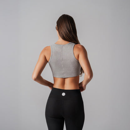 Cropped Grey Ribbed Tank