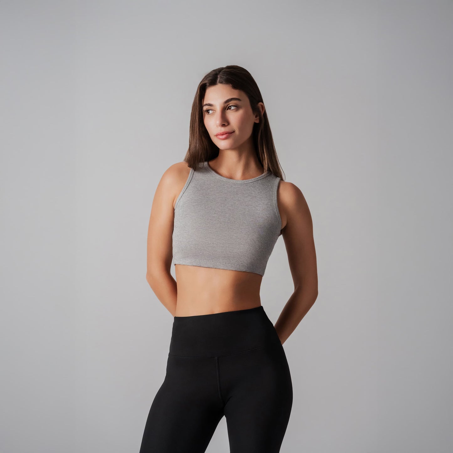 Cropped Grey Ribbed Tank