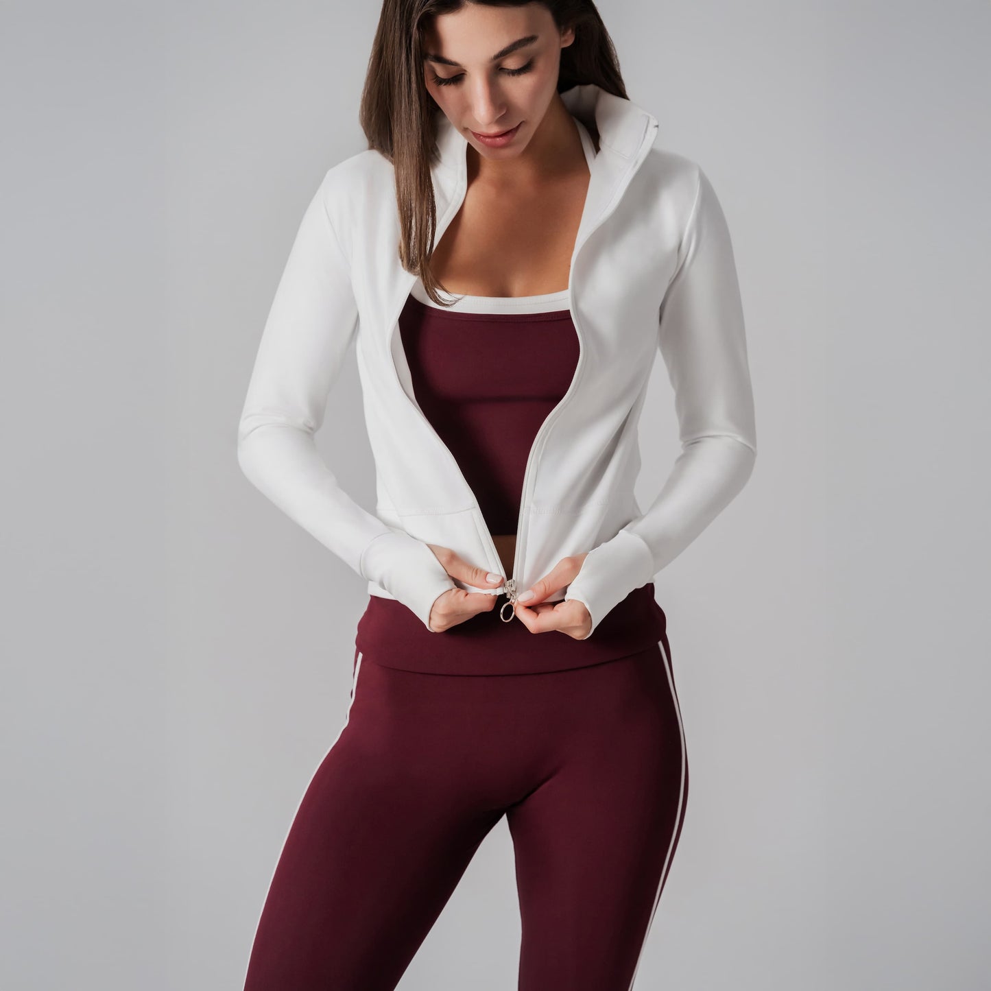 Burgundy Striped Cropped Top