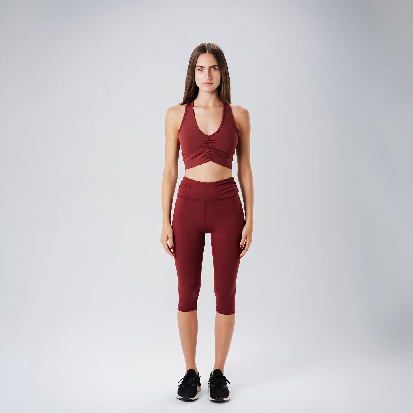 Ripple Burgundy Capris Leggings
