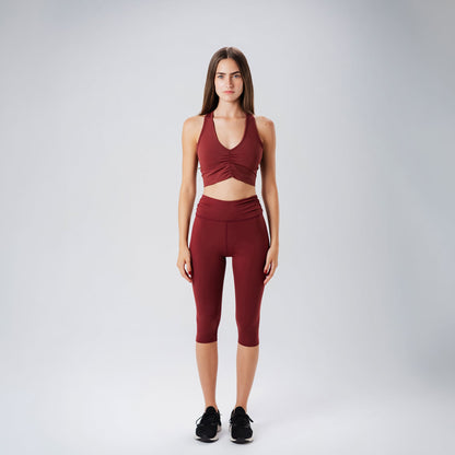Ripple Burgundy Capris Leggings