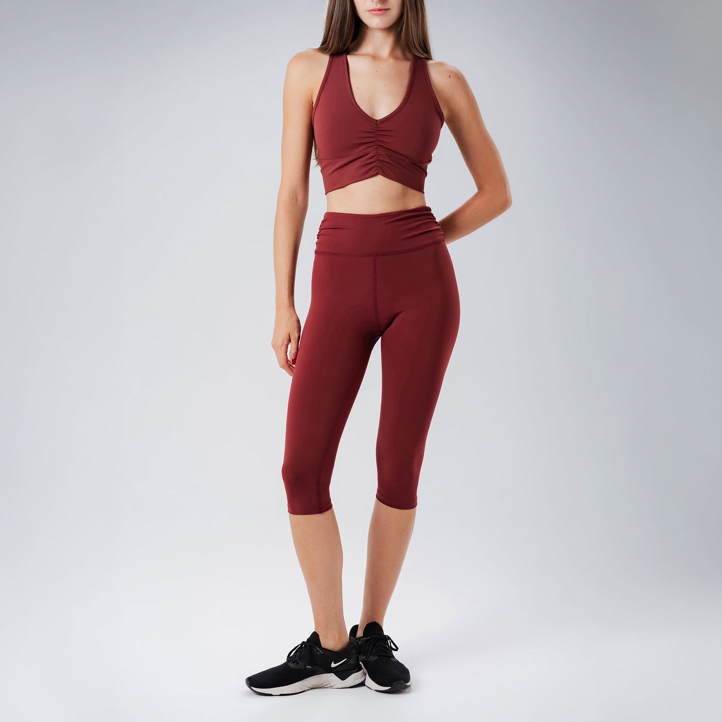 Ripple Burgundy Capris Leggings