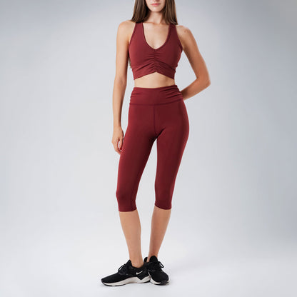 Ripple Burgundy Capris Leggings