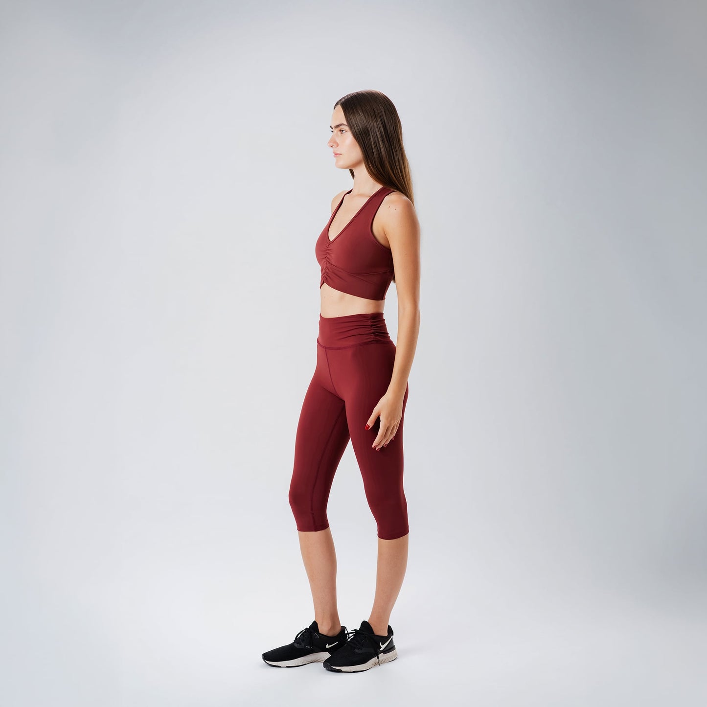 Ripple Burgundy Capris Leggings