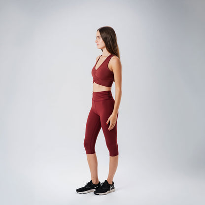 Ripple Burgundy Capris Leggings