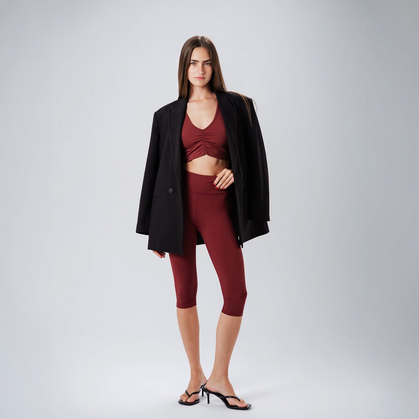 Ripple Burgundy Capris Leggings