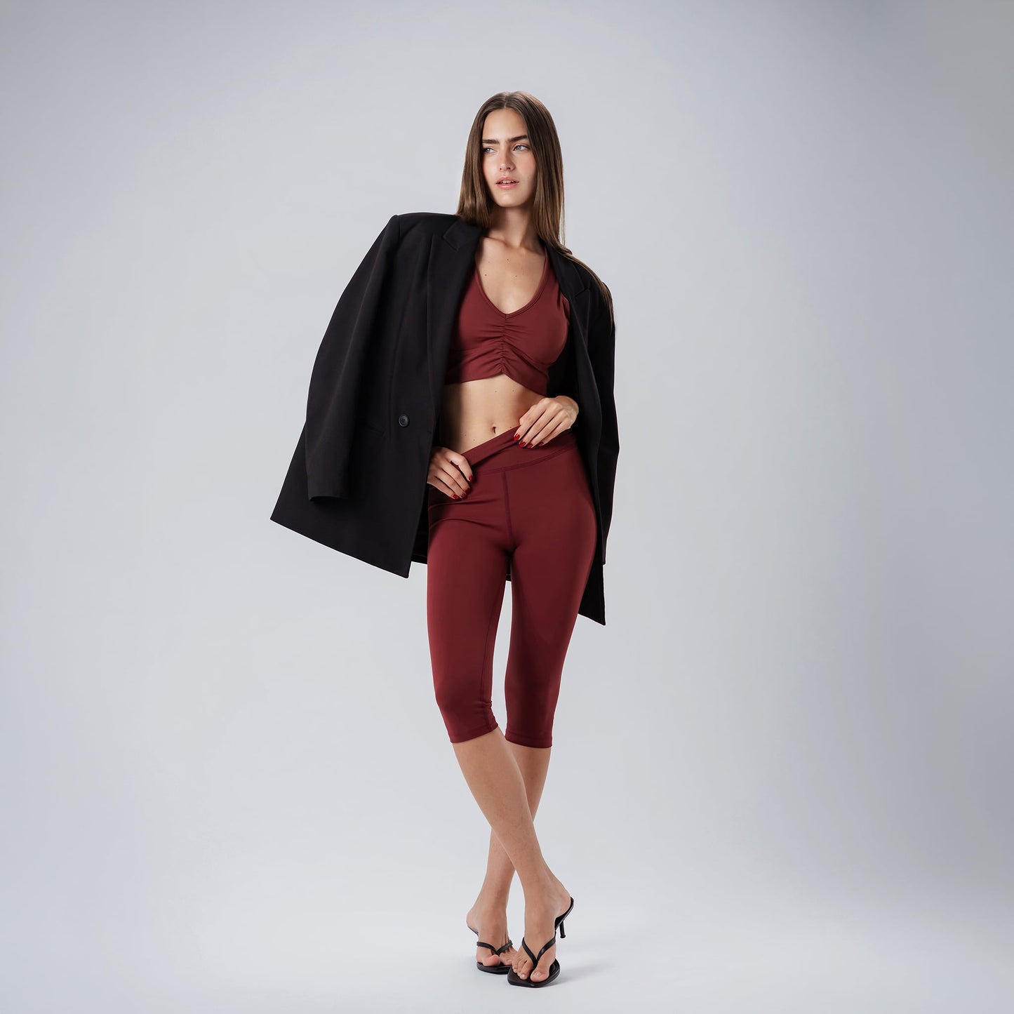 Ripple Burgundy Capris Leggings