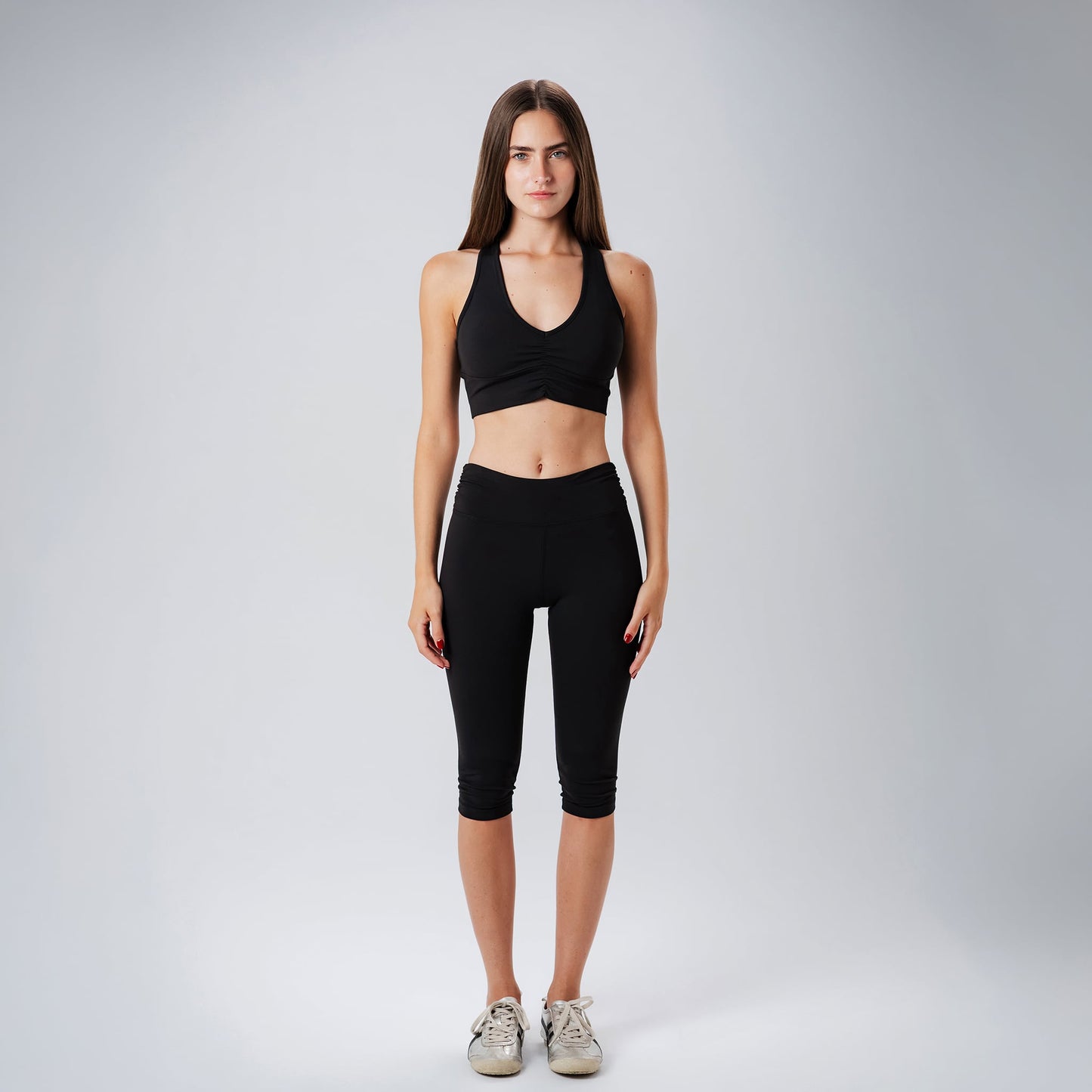 Ripple Black Capris Leggings