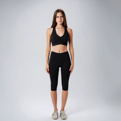 Ripple Black Capris Leggings