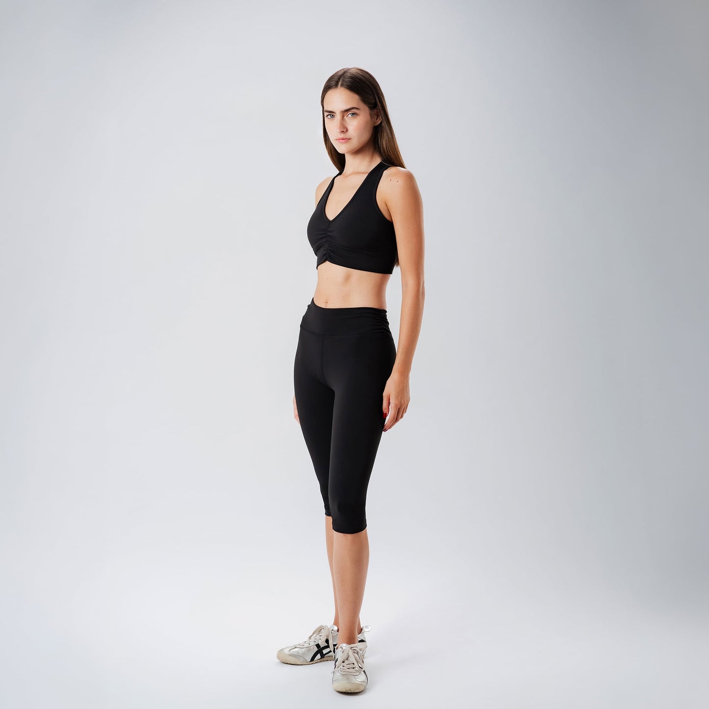 Ripple Black Capris Leggings