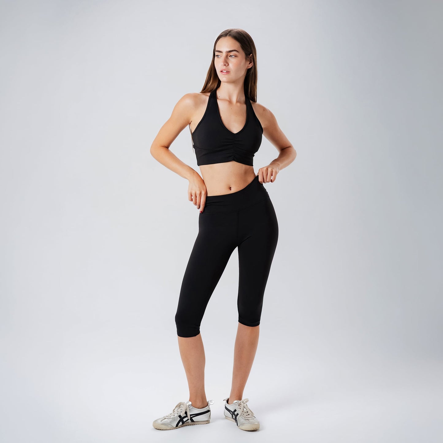 Ripple Black Capris Leggings