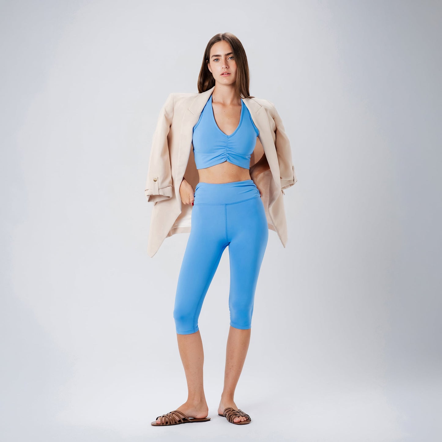 Ripple Blue Capris Leggings