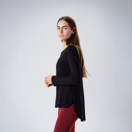Black High-Low Long Sleeves Tee
