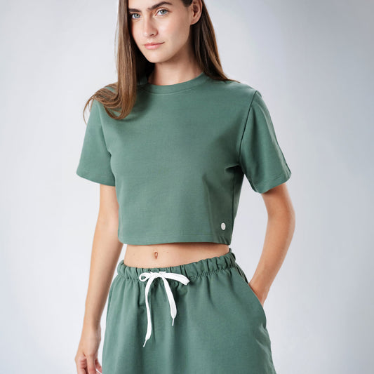 Off Duty Green Cropped Top