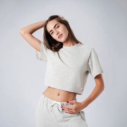 Off Duty Grey Cropped Top