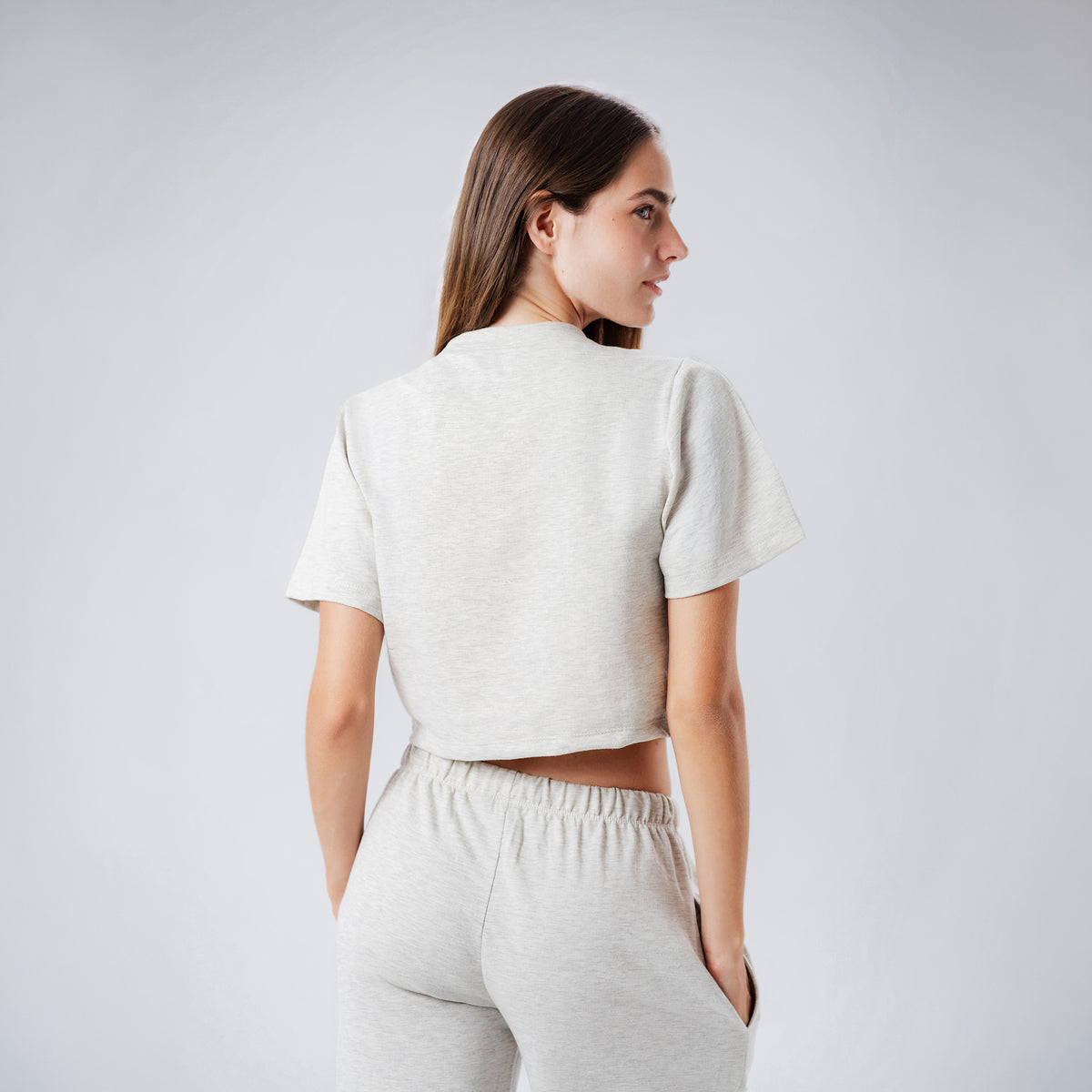 Off Duty Grey Cropped Top