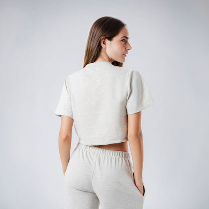 Off Duty Grey Cropped Top