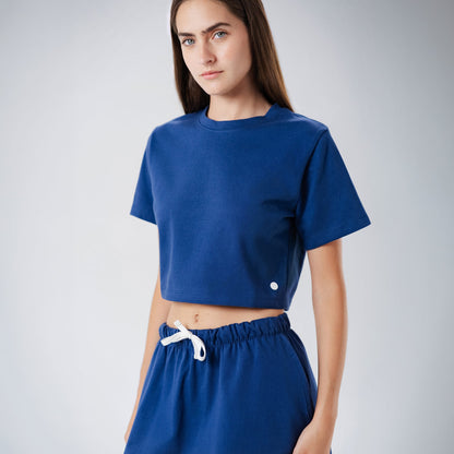 Off Duty Blue Cropped Top