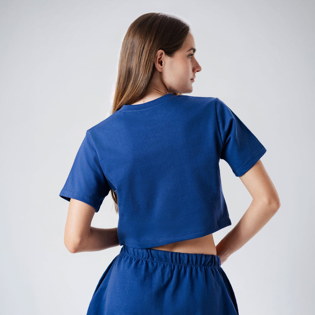 Off Duty Blue Cropped Top