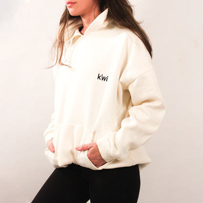 Oversized White Hoodie Kiwi