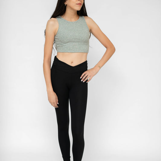 Cropped Grey Ribbed Tank