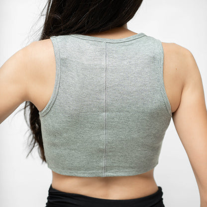 Cropped Grey Ribbed Tank