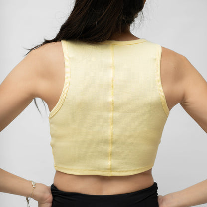 Cropped Yellow Ribbed Tank