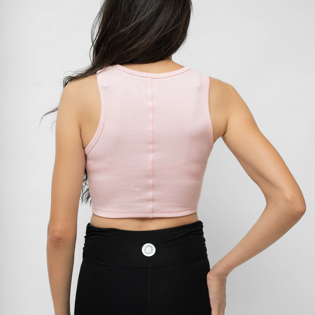Cropped Pink Ribbed Tank