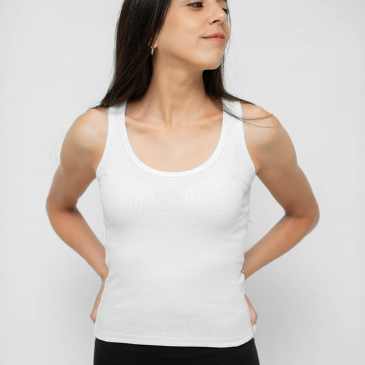 White Ribbed Tank