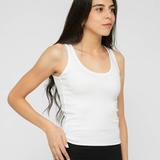 White Ribbed Tank