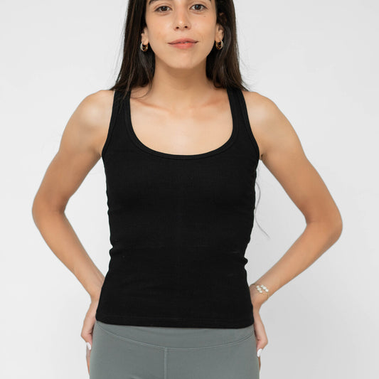Black Ribbed Tank