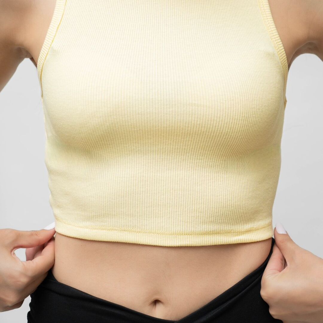 Cropped Yellow Ribbed Tank