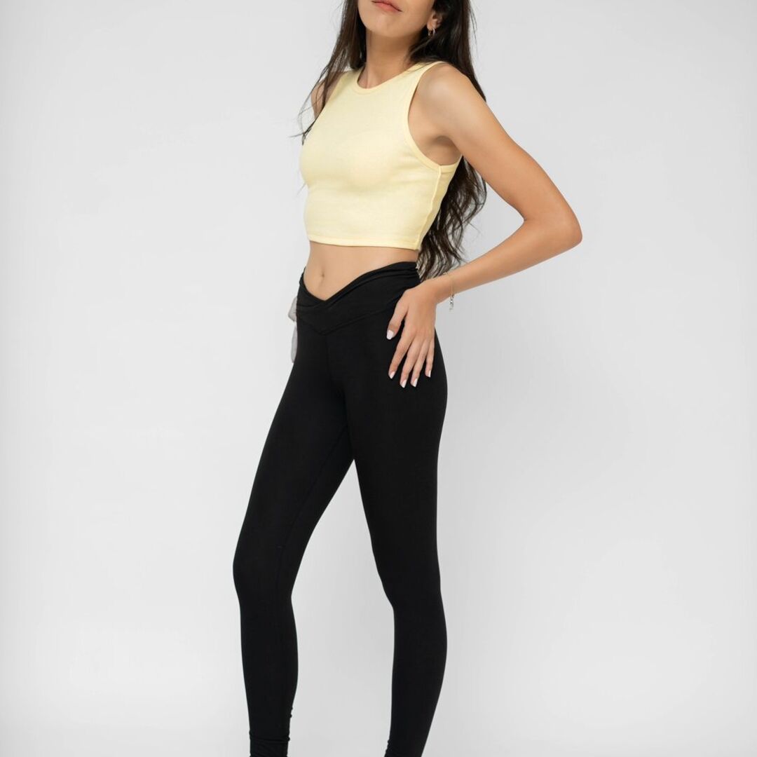 Cropped Yellow Ribbed Tank