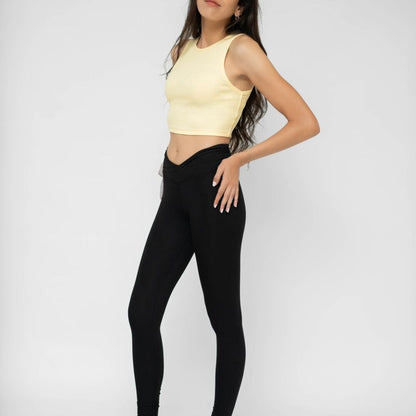 Cropped Yellow Ribbed Tank