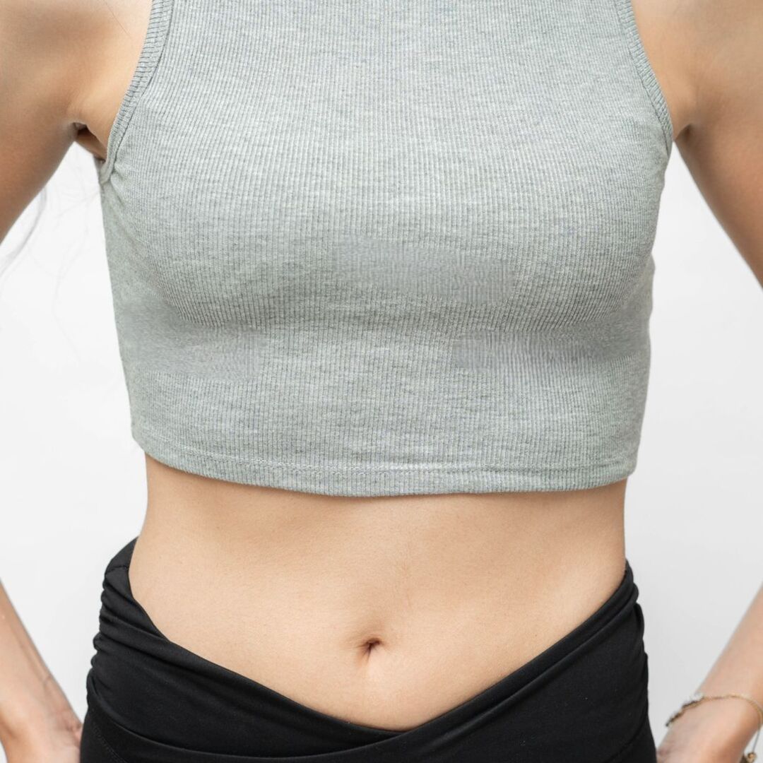 Cropped Grey Ribbed Tank