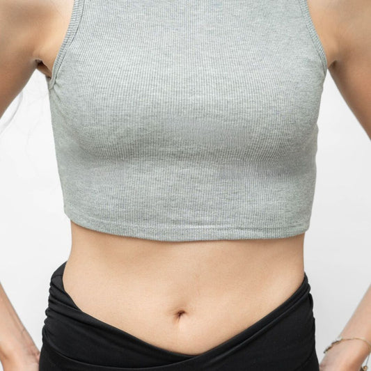 Cropped Grey Ribbed Tank