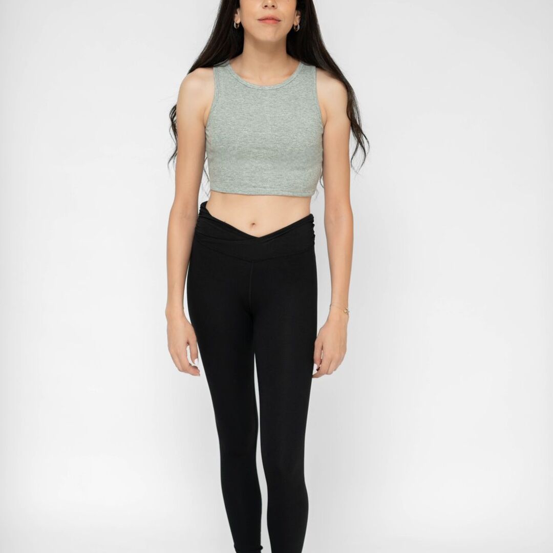 Cropped Grey Ribbed Tank